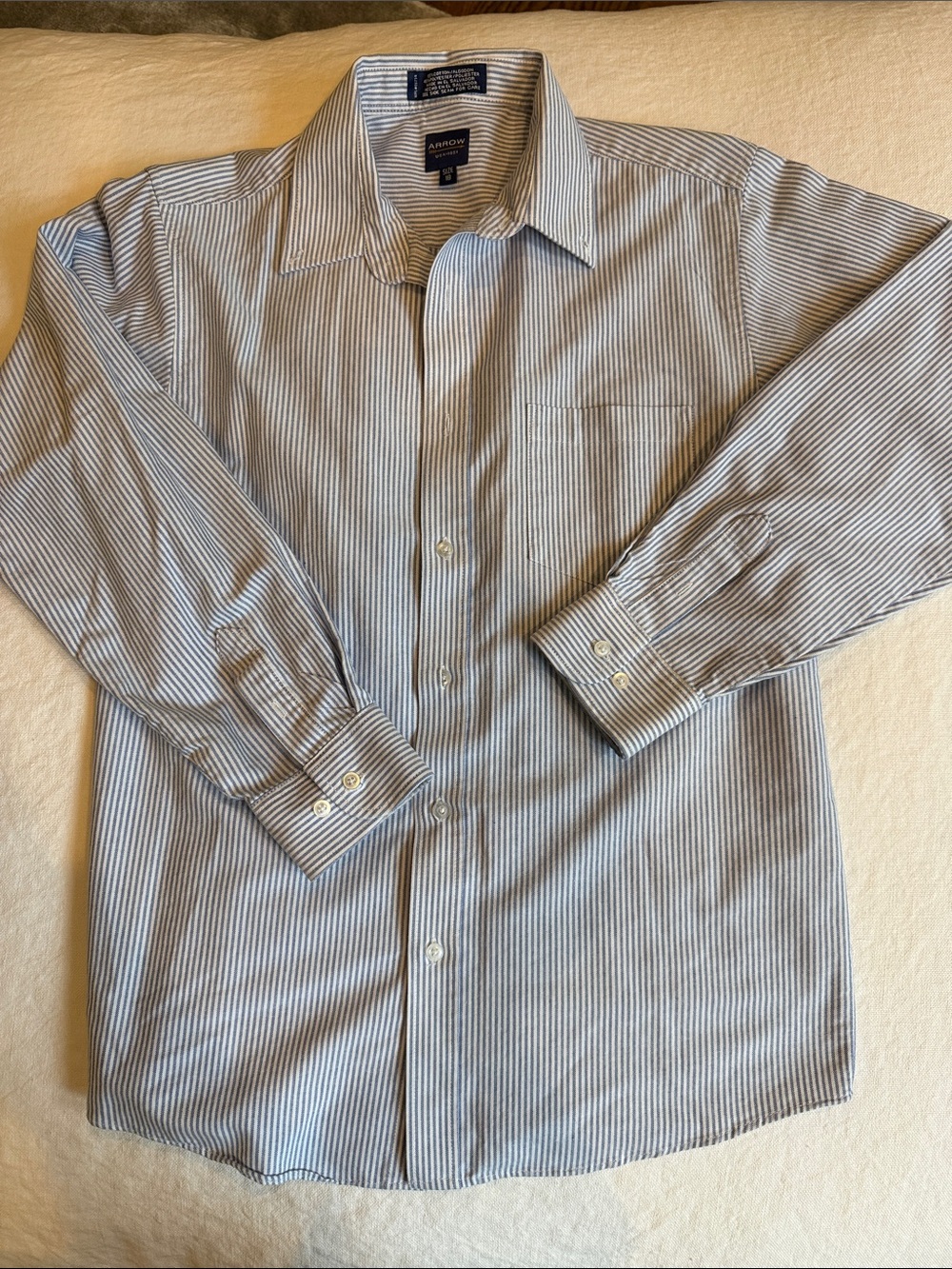 Arrow Boys Blue and White Pinstripe Button-Down Shirt